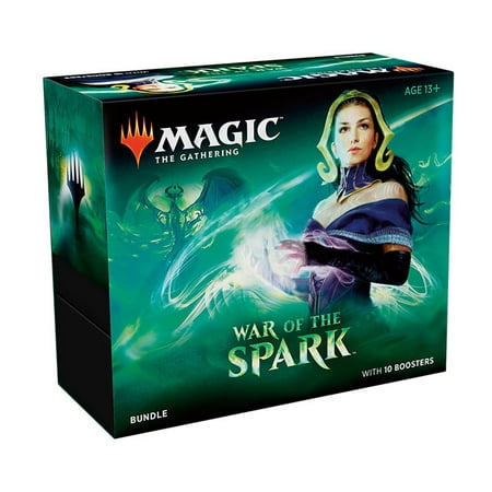 Magic: The Gathering War of the Spark Bundle- 10 Booster Packs | 10 Planeswalker Trading Cards | 1 Spindown Life