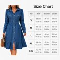 thumbnail image 4 of Women's Flowy Jean Dress, Vacation Lapel Long Puff Sleeve Button Down A-Line Swing Ruffle Denim Dress, 4 of 6