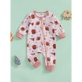 thumbnail image 2 of Suealasg Baby Boys Girls Full Length Jumpsuit 3 6 9 12 18 Months Newborn Long Sleeve Football Print Romper Fall Bodysuits Infant Boys Girls Coming Home Clothes, 2 of 7