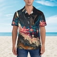 thumbnail image 2 of Fotbe Abstract Peacock Painting Camisa Hawaiana para Hombre Unisex – Camisa Casual de Verano con Botones de Manga Corta de Algodón y Lino,Medium, 2 of 7