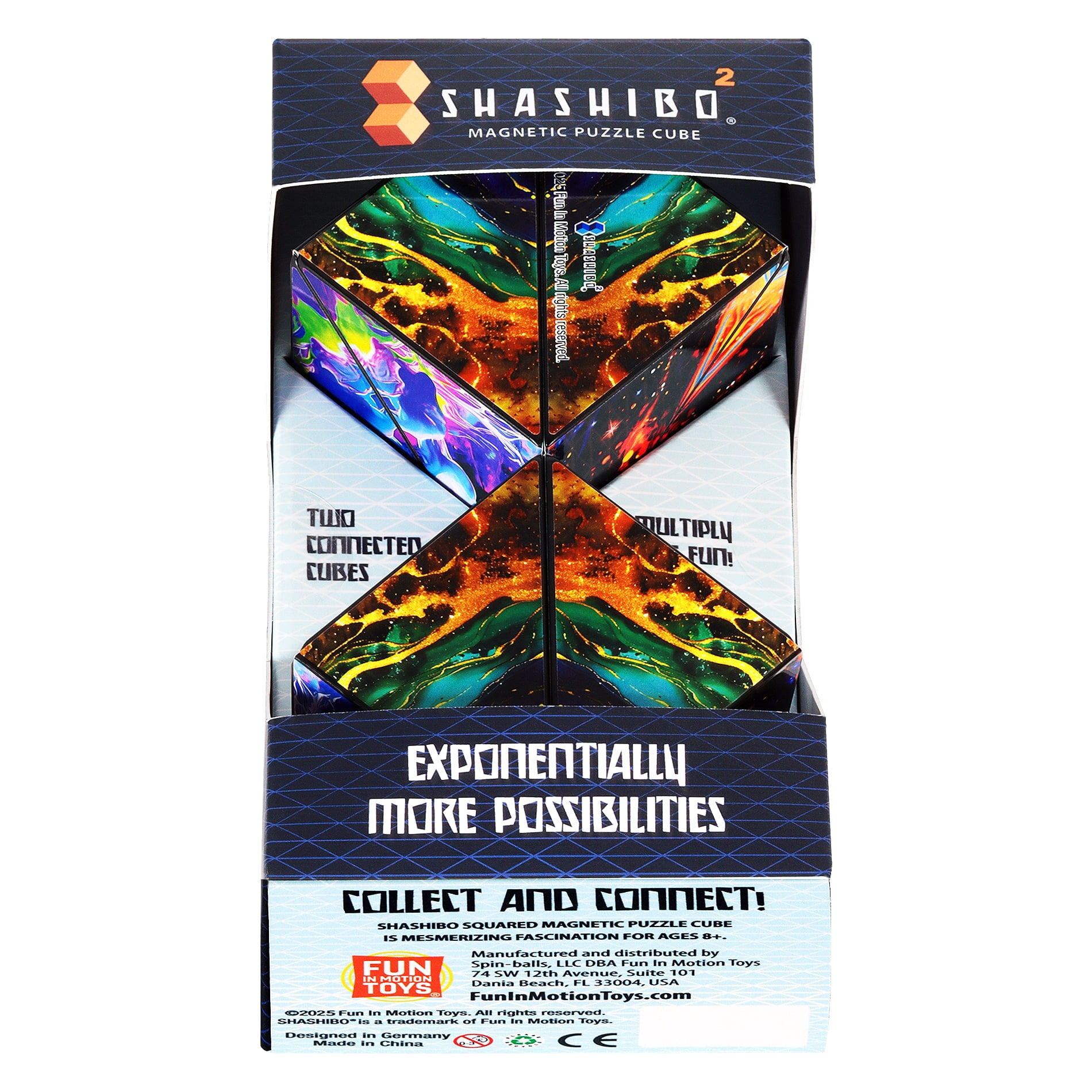 Shashibo² Shape Shifting magnetic puzzle or fidet cube transforms into over 70 shapes from Fun In Motion Toys.