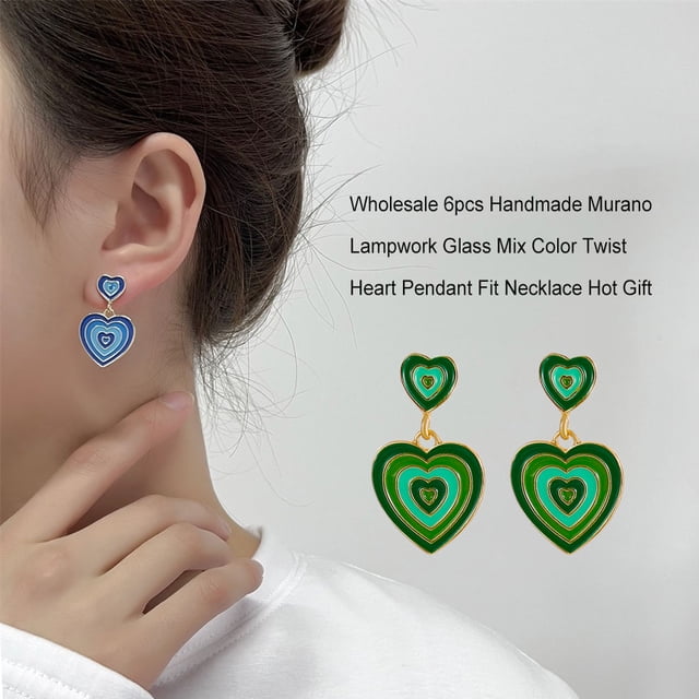 2Pcs Matching Love Drop Dripping Earrings Jewelry Fashion Romantic Earrings Personality Alloy Small Earring Party Birthday Gold Green