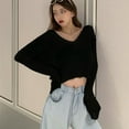 thumbnail image 2 of Pull Femme Mignon Tricoté Couleur Unie Vêtements Pull, 2 of 6