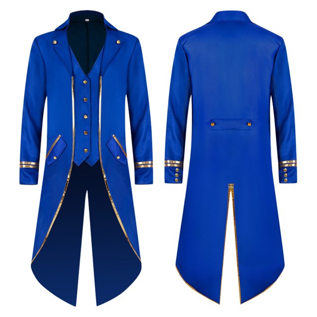 Zmoon Men's Medieval Court Retro Gold Trim Slim Coat