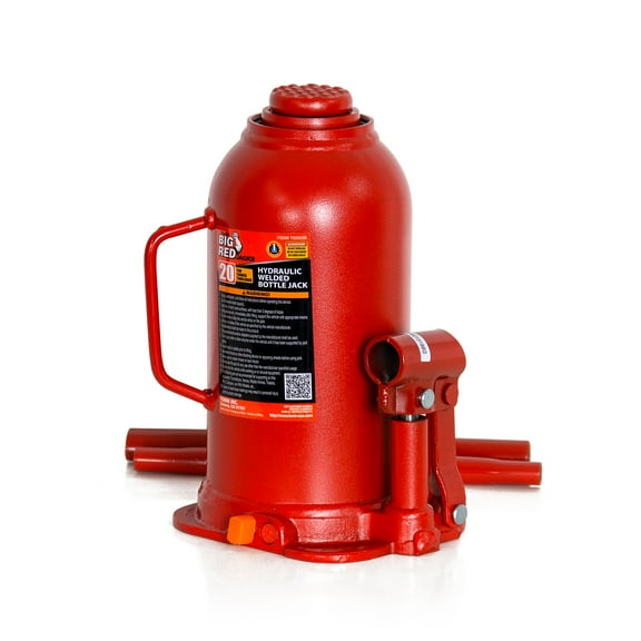 20 Ton (44,000 lb) Heavy Duty Hydraulic Bottle Jack - Industrial Welded Steel Car Lift Jack for Auto Repair & House Leveling - Professional Grade with Safety Valve - Red