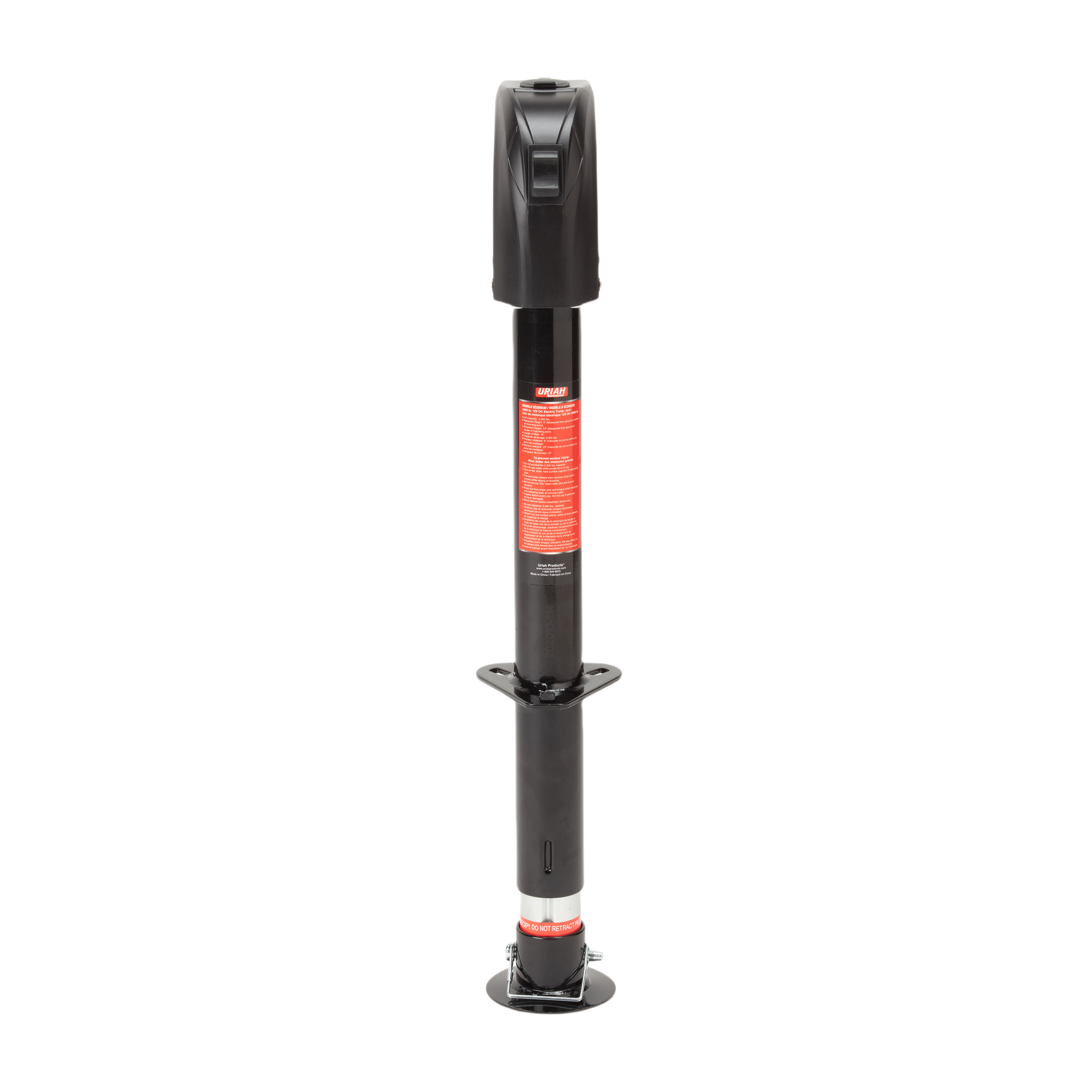 Uriah Products 12V DC Electric Trailer Jack | 2,000 lbs Lift Capacity, with Hard-Wire Connection