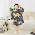thumbnail image 6 of FORMRS Wearable Blanket Hoodie with Sleeves for Kids Cozy Flannel Sweatshirt, Orange Dinosaur, 6 of 7