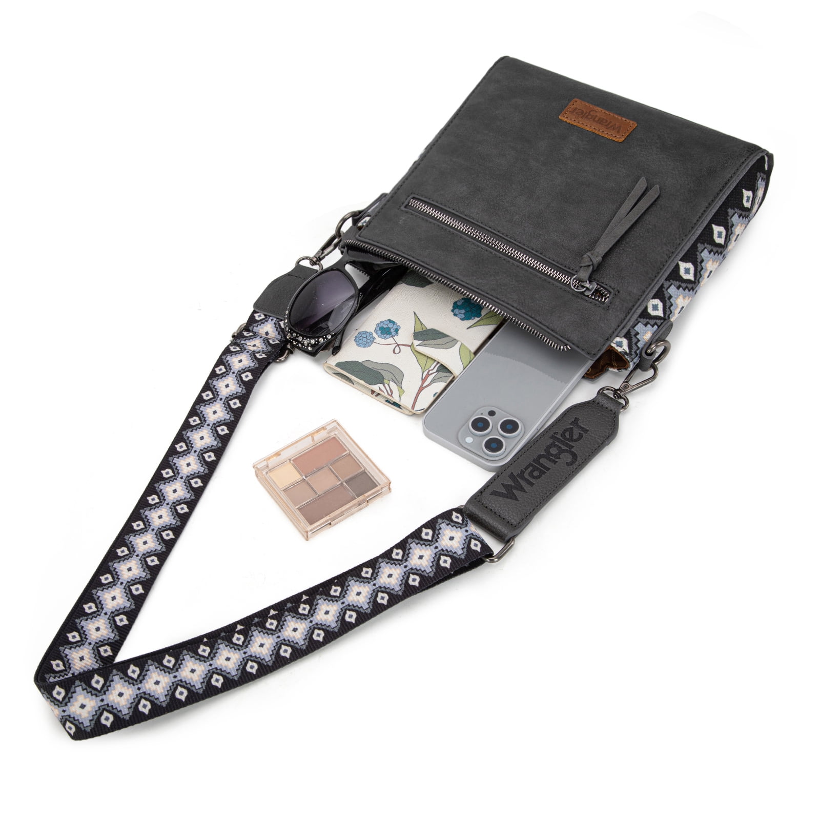 Wrangler Aztec Crossbody Bags Boho Shoulder for Women, Black