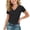 Black, variant on Casual Summer Tops for Girls Solid Color V Neck T-Shir Front Ruched Tee Soft Short Sleeve Blouse Age 4-15 Years Back to School Clothes