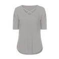 thumbnail image 5 of Women's Criss Cross V Neck Short Sleeve Tunic Summer T Shirts Tops Fashion Casual Loose Fit Tunic Tee Sexy Blouses, 5 of 7