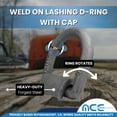 thumbnail image 3 of Mega Cargo Control 8 Pack 1/2" Weld-On Forged D Ring for Flatbed Truck Trailer Tie Down WLL: 4000 lbs, 3 of 7
