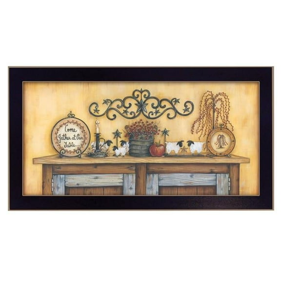Trendy Decor4U "Come Gather at Our Table" By Mary June, Printed Wall Art, Ready To Hang Framed Poster, Black Frame