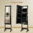 thumbnail image 3 of Costway LED Mirror Jewelry Cabinet with 20 LED Lights Full-Length Mirror Adjustable Angles Black, 3 of 10