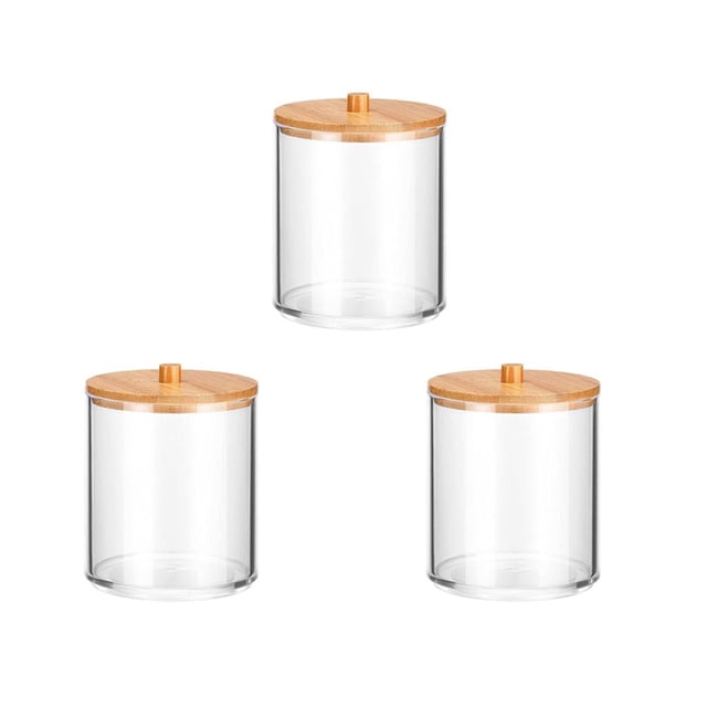 Bastoncillos De Algodón De 3 Piezas, Soporte De Almacenamiento Transparente Acrílico, Estuche De Maquillaje Transparente Multifuncional Redondo, Baño Y Dormitorio Vogacara HA040101-01