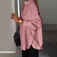 thumbnail image 4 of Lenpel Women's Button down Shirts Plus Size Long Sleeve Side Split Collared Casual Tops Office Work Blouses, 4 of 7