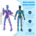 thumbnail image 3 of T13 3D Action Figure Set (Assembly Completed), 3D Printed Multi-Jointed, Titan 13 Action Figures, Multi-Articular Lucky Mobile Robot Nova T-13,Desktop Decorations for Game Lovers Toys (Purple/Green), 3 of 6