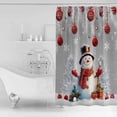 thumbnail image 2 of Fabric Shower Curtain, Christmas Ball Snowman Gifts Xmas Tree Snowflake Grey Bathroom Curtain with 12 Hooks Waterproof No Bad Odor Machine Washable Bath Curtains for Bathroom, Spa Room, 36"x78", 2 of 6
