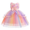 thumbnail image 2 of CAICJ98 Flower Girl Dress Kids Ruffles Lace Party Wedding Princess Dresses for Girls Floral Embroidered Toddler Tulle Dresses for Girls (8-9 Years,Pink), 2 of 8