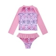thumbnail image 4 of HULIJA Kids Girls Mermaid Tankini Rash Guard Fish Scales Swimsuit Pink Serpentine 6, 4 of 8