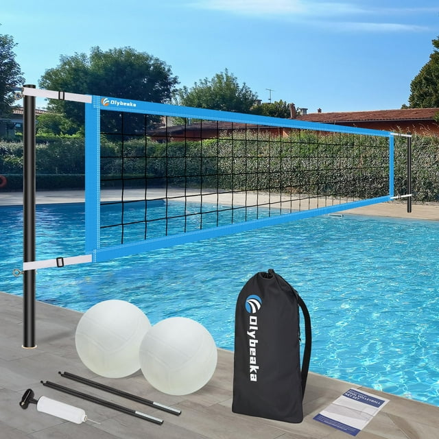 Juego de redes de voleibol para piscina Olybeaka, ajustable de 4,5 a 7,5 m