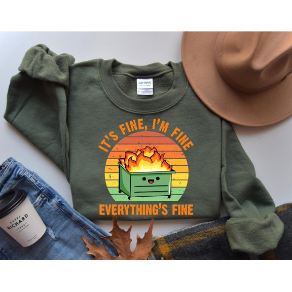 KnuxTee Dumpster Fire Shirt, Emotional Dumpster Fire Shirt, Everything Is Fine Shirt, White S