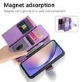 thumbnail image 5 of 2 In 1 Case for Samsung Galaxy A35, Rugged Shockproof Heavy Duty Detachable Magnetic Clasp Kickstand Ring Holder RFID Blocking Zipper Pocket Full Body Protection Wallet Case Cover - Purple, 5 of 10