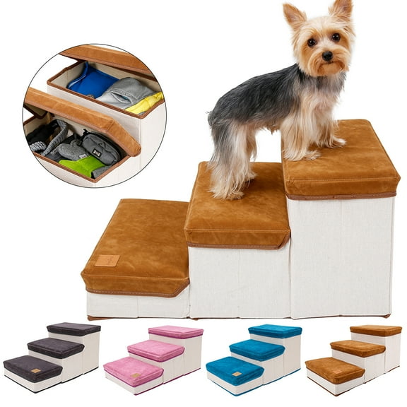Kjislet High Density Foam Dog Stairs, 3 Tiers, Soft Foam Pet Steps, Best for Injured or Older Pets