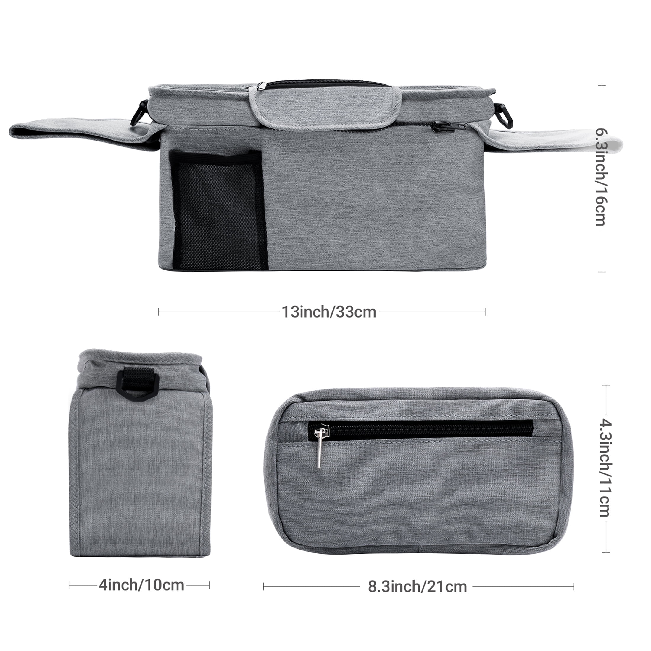 Momcozy Stroller Organizer with Insulated Cup Holder for Newborn and Toddler, Grey