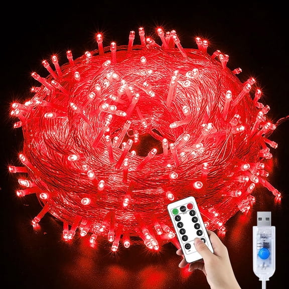 Christmas String Lights,10M 80LED Fairy Lights Indoor Fairy Lights Indoor Outdoor Rope Fairy String Lights USB Powered with Remote