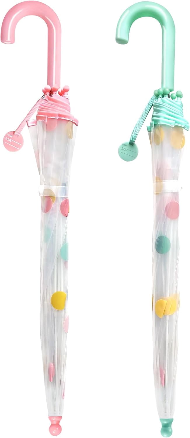 MGH 2 PCS Kids Clear Umbrellas for Rain Dome Bubble Umbrella Windproof for Toddler Boys Girls