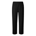 thumbnail image 4 of SwiftWear Women's Cotton Linen Straight Leg Pants Elastic Waist Casual Ankle Cropped Trousers with Pockets Stretch Pull On Comfy Pants, 4 of 8