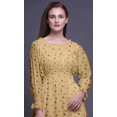 thumbnail image 5 of Bimba Ocean Women Long Sleeve SmockedDressRound Neck Ruffle Summer Maxi-XXX-Large, 5 of 5