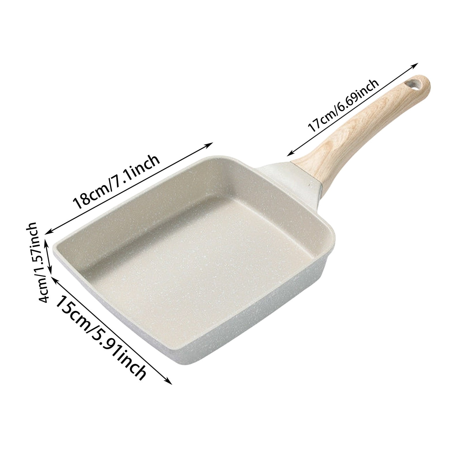 Zguuel Square Pan Set, 7Inch Frying Pan, Skillets and Frying Pans Non Stick Kitchen Pans Frying Pans For Everyday Cooking with A Spatula (White)
