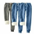 thumbnail image 2 of Fartey 3 Piece Winter Warm Fleece Joggers Pants for Women Plus Size Casual Sherpa Lined Athletic Active Sweatpants with Drawstring Blue 4XL, 2 of 7