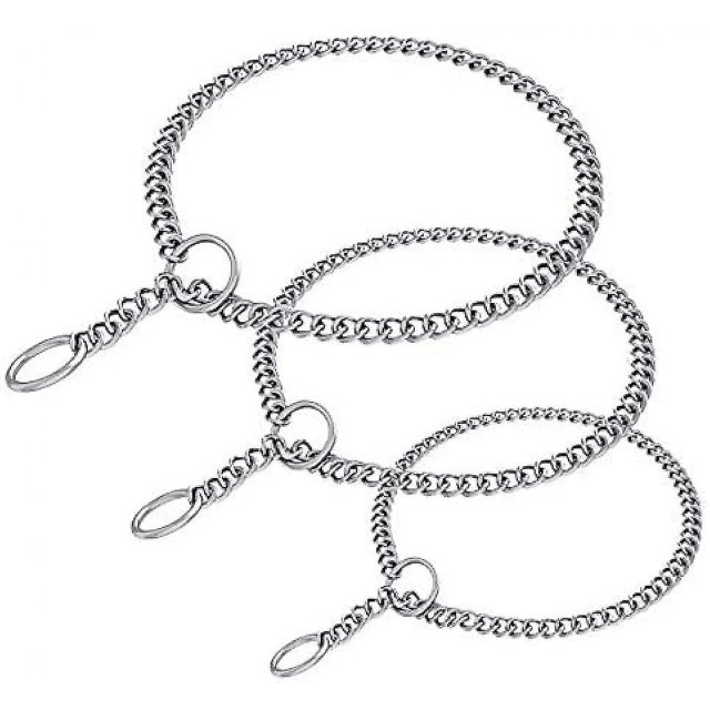 Paquete de 3 collares de estrangulamiento de entrenamiento para perros con cadena pesada