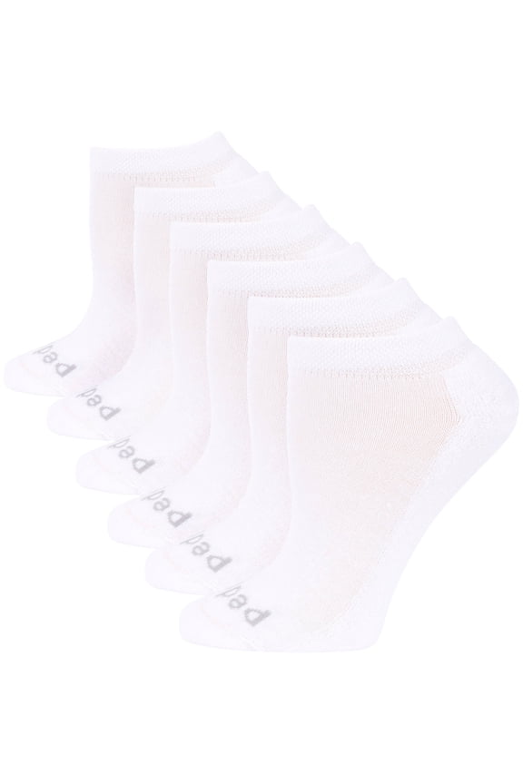 Ladies Half Cushion No Show Socks with Coolmax Value Pack, 6 Pairs