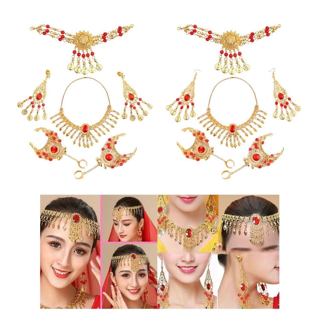 2 juegos para danza del vientre, collar, pen, , diadema con monedas, traje de danza del vientre Baoblaze Collar Danza del Vientre