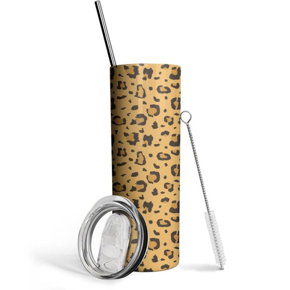 Leopard Tumbler, Tumbler with Lid and Straw-Leopard, Cheetah Print-Stainless Steel Insulated-Skinny Tumbler for Women Mom Girls Daughter Teenage Girls-Travel Iced Coffee Cup Mug-20 Oz Tumbler