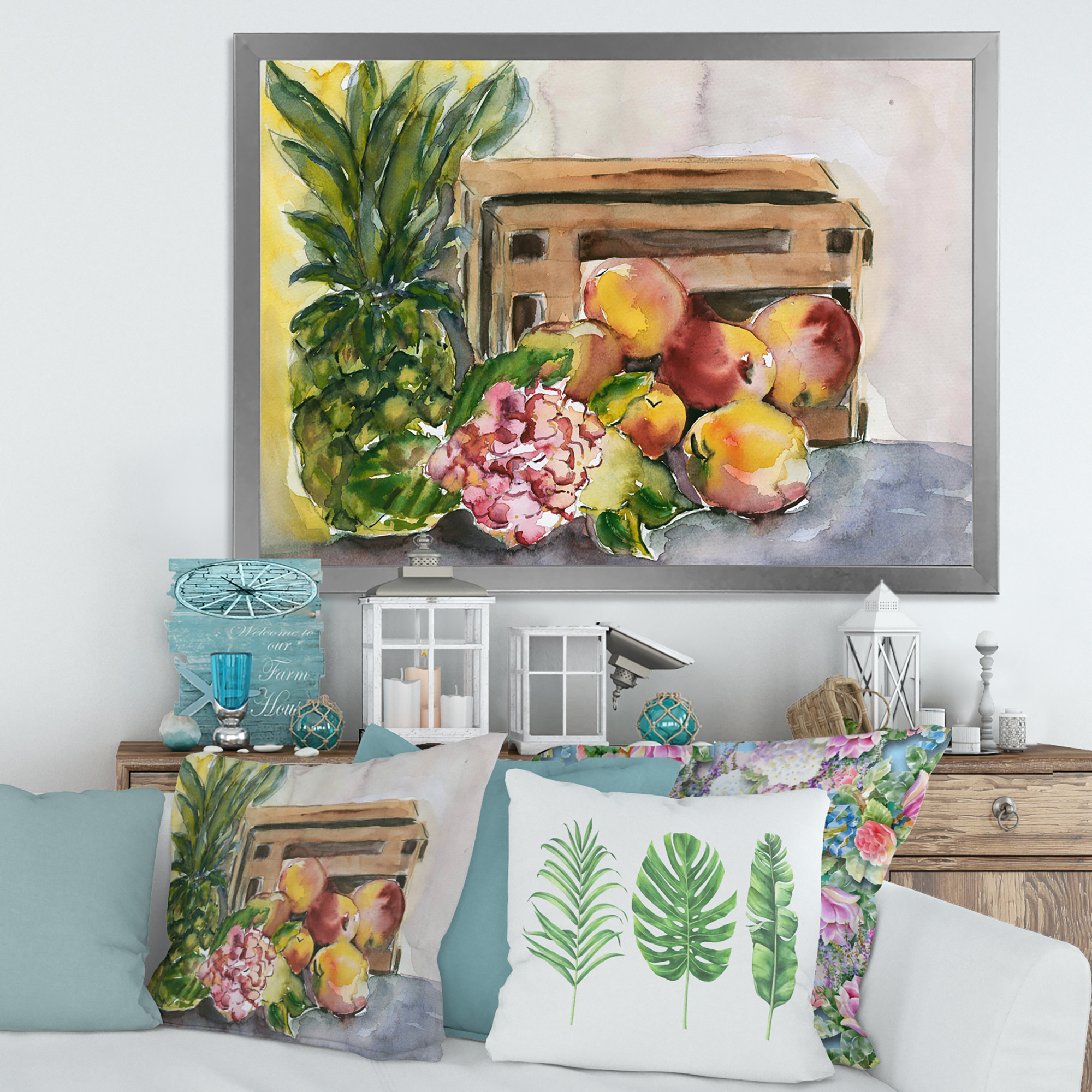 Designart 'Historic Fruits V' Farmhouse Framed Art Print