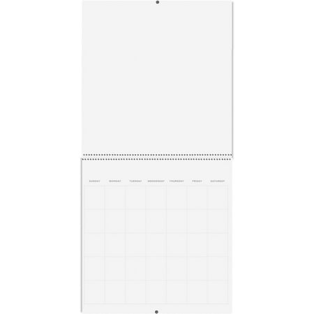 Blank Scrapbook Wall Calendar - 2-Pack - 80lb Cardsock - Undaed, 12" x 12" Closed, 24" Open Size, Large Booksore-Qualiy, Spiral-Bound Hanging Monhly Calendar for Kichen & Office - Premium