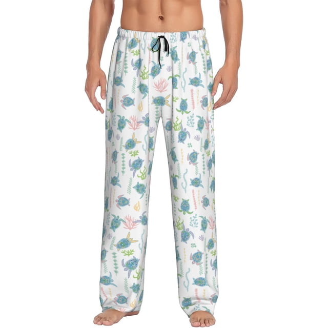 Fotbe Sea Turtle Pantalones de Pijama para Hombre, Pantalones de Dormir, Pantalones de Casa con Cintura Ajustable y Bolsillos-XX-Large