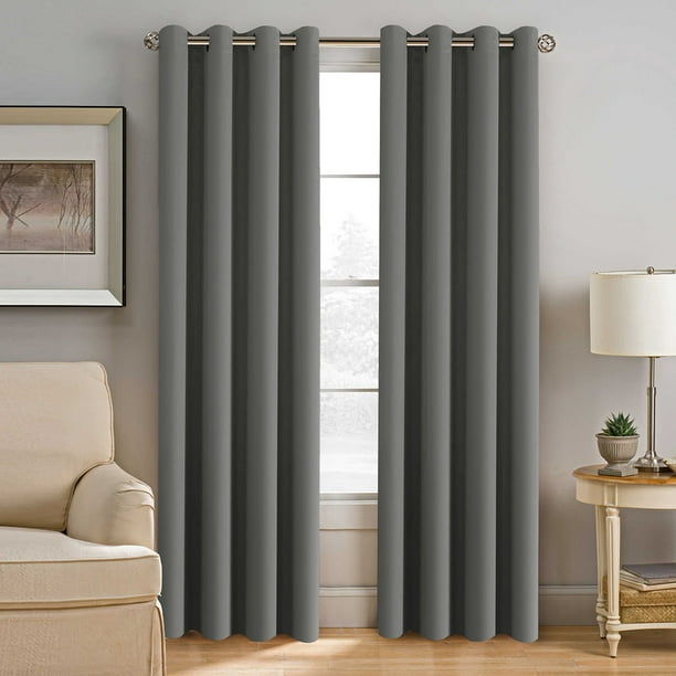 H.VERSAILTEX Ultra Soft and Rich Blackout Grey Curtains for Bedroom