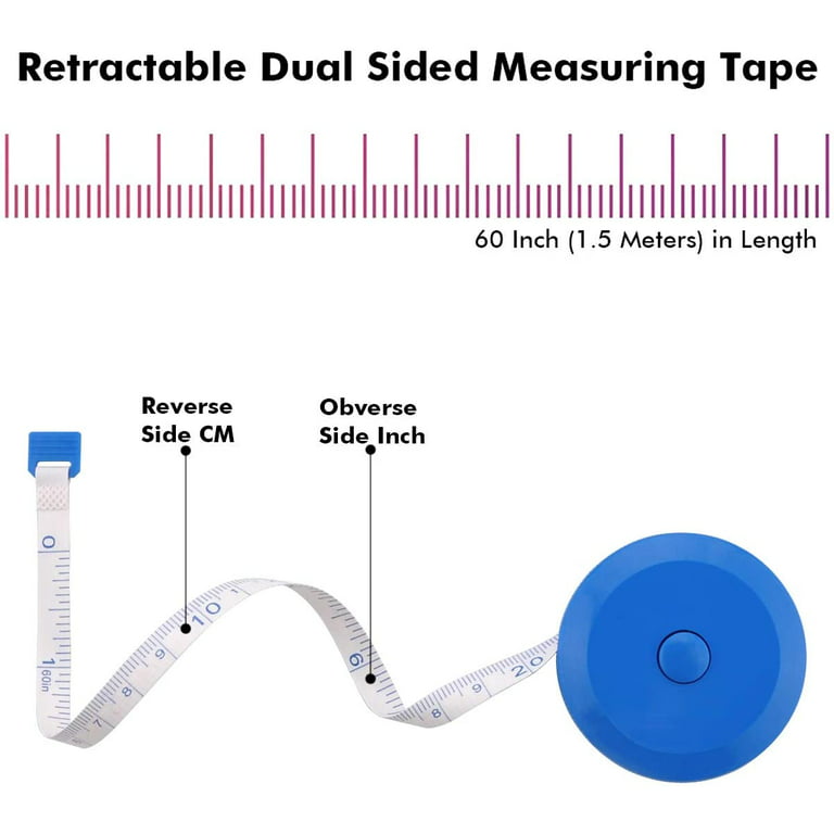 Unique Bargains 60 Inches 150cm Tailors Portable Tape Measuring Blue