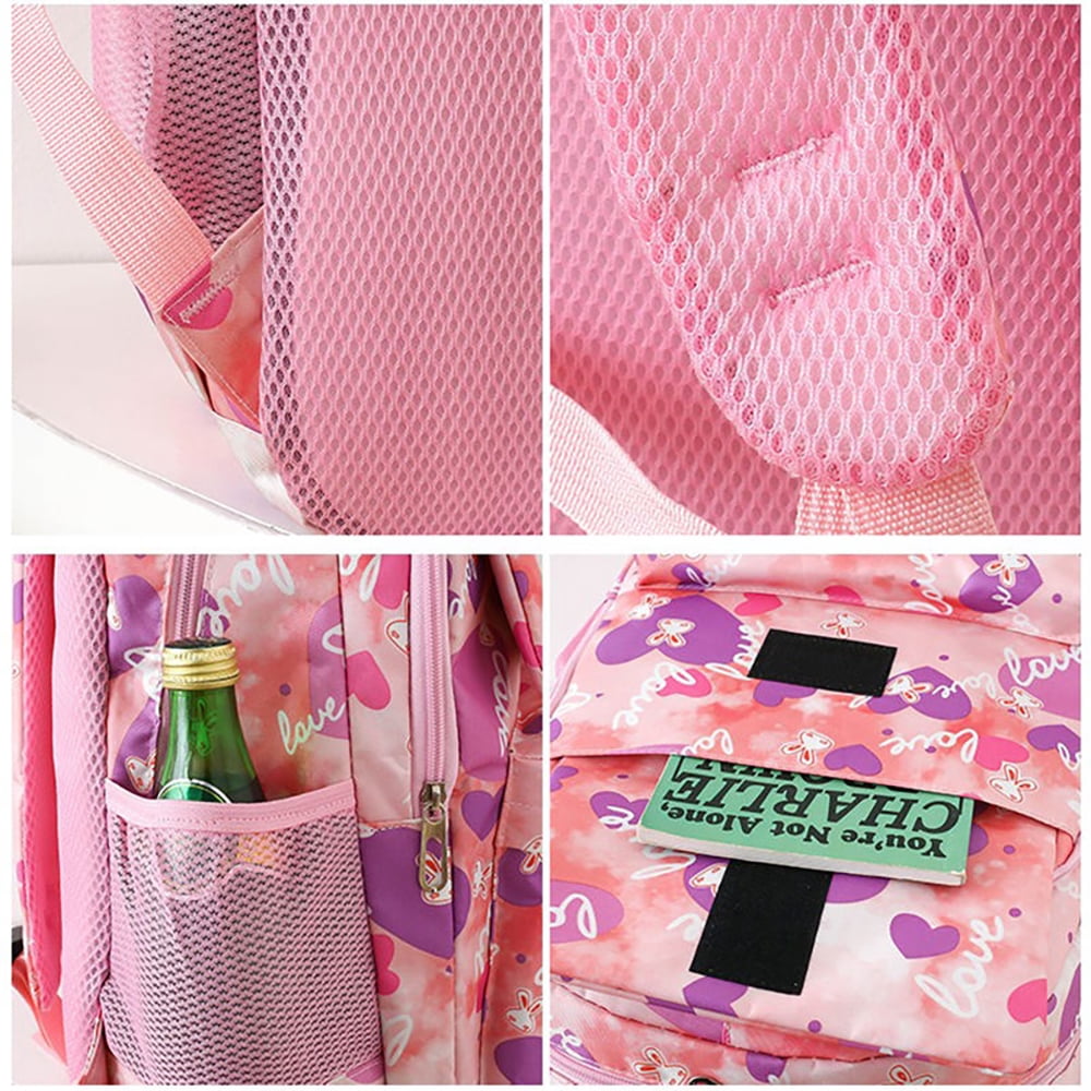 Tyethy Girls School Backpack with Lunch Bag, Cute School bag Middle Bookbag, Lightweight Primary Students Bag, Daily Use, Pink