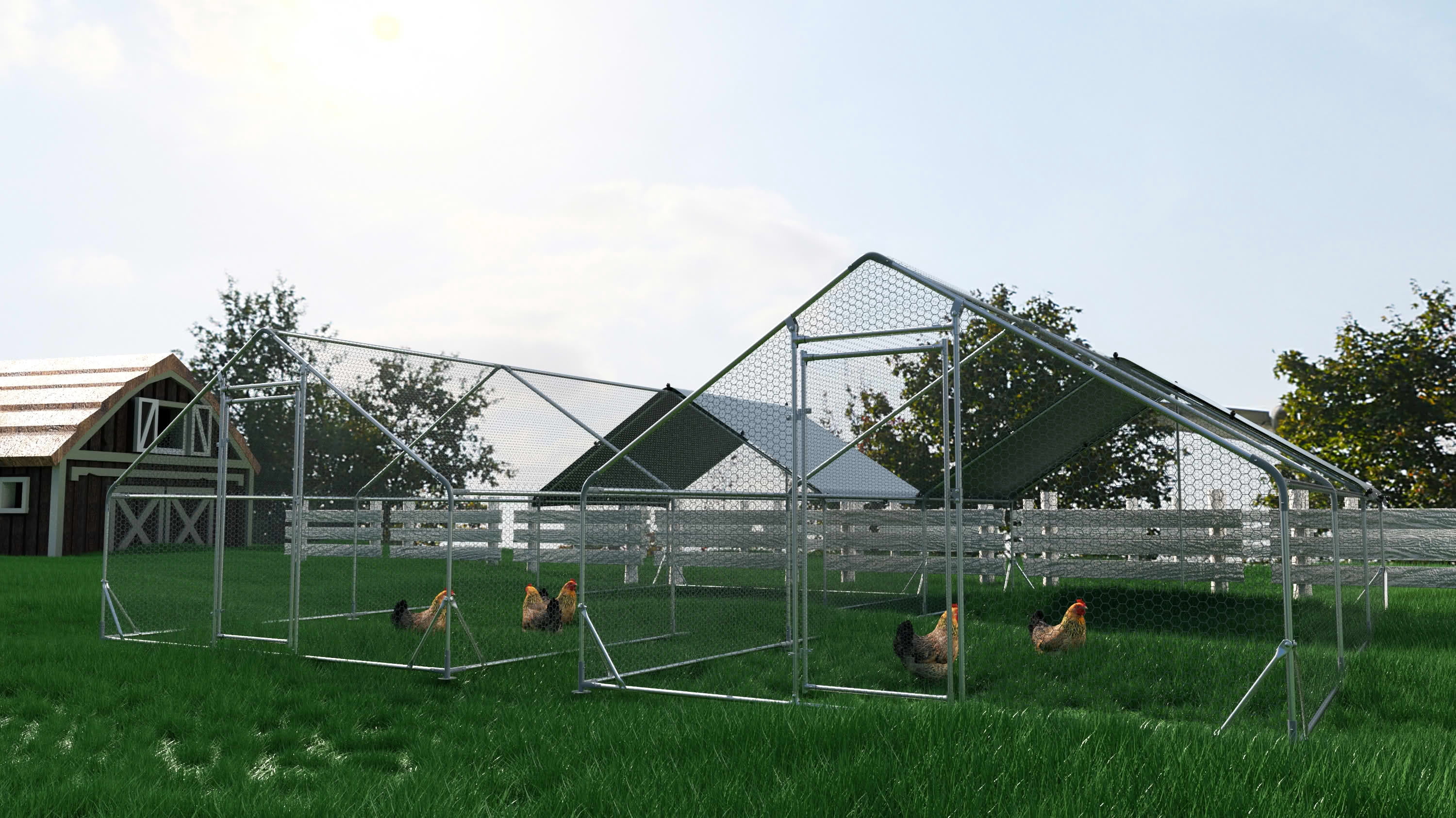 MAYEERTY 19.5'x9.7'x6.4' Walk-in Metal Chicken Coop, Waterproof UV Cover for Hen Rabbit Poultry