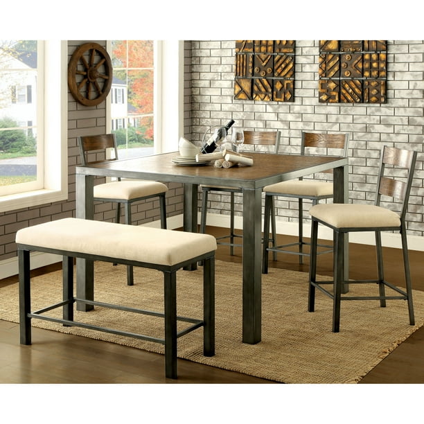 Carbon Loft Cusack Weathered Oak 6 Piece Counter Height Dining Table Set Com Counter Height Dining Table Set, Rustic Bar Height Dining Table Set