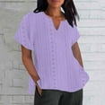 thumbnail image 2 of Raeneomay Oversized T Shirts for Women V Neck Solid Color Court Lock Short-Sleeved Tops, 2 of 6