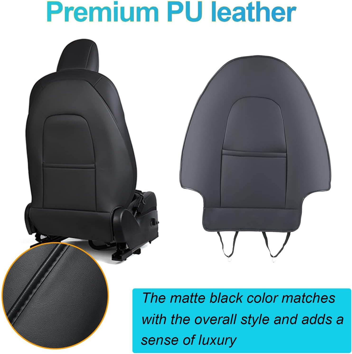 2PCS Leather Seat Back Kick Protector for Tesla Model Y/3/X/S (2020-2026) - Waterproof, Scratchproof Backseat Cover for Kids & Pets with Organizer Pocket | Easy to Clean | Dirt & Mud Protection