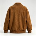 thumbnail image 4 of JUUNthy Women's Faux Suede Jacket, Zipper Lapel Collar Long Sleeve Loose Fashion Casual Outerwear Coat Brown M, 4 of 14