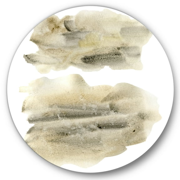 Designart 'Beige and Black Clouds' Modern Circle Metal Wall Art 36x36 - Disc of 36